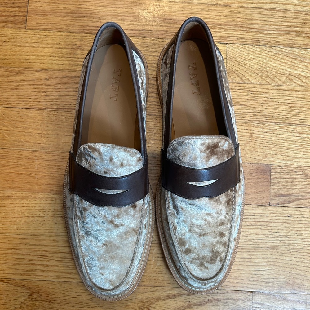 Taft Men's Cream and Brown Velvet Loafers